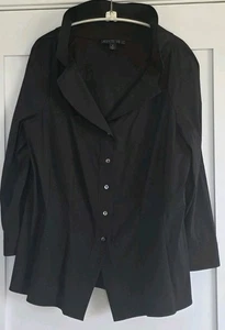 WONDERFUL Silhouette Lafayette 148 Black Cotton Lycra Blouse Excellent 12 - Picture 1 of 6
