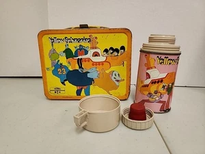 Vintage 1968 Thermos Brand Beatles Yellow Submarine Steel Lunchbox W/ Thermos - Picture 1 of 18