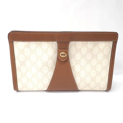 Bolso clutch GUCCI 89 01 033 GG Plus PVC blanco marrón logotipo vintage de Japón Foto 1 de 4