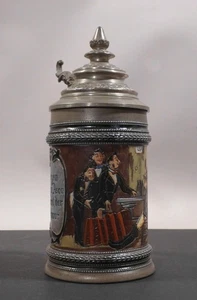 la37/14  Steinzeugkrug mit Bild und Sinnspruch  Hauber & Reuther Freising ~ 1910 - Picture 1 of 7