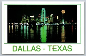 Vintage Dallas Texas Night Skyline Postcard with Reunion Tower - Picture 1 of 2