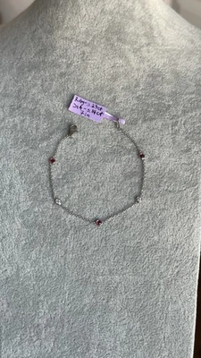 14K White Gold, 0.41ctw Natural Ruby & Diamond by Yard Station Bracelet, 7in - Image 1 of 4