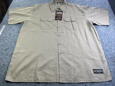 Camisa de trabajo R. World Yard Wear 3XL caqui/bronceado manga corta 100 % algodón EE. UU. Foto 1 de 4