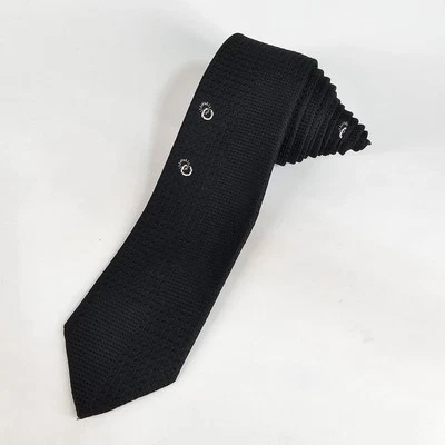 Corbata de seda Rockabilly Bowling años 70 Don Loper negra blanca delgada jacquard Elvis Foto 1 de 4