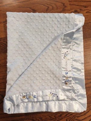 Manta bebé Carter's Love You de la A a la Z azul satinado con ribete cachorro perro solo un año Foto 1 de 4