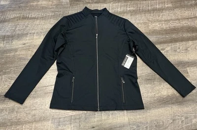 NWT TAIL Women’s SIONA Zip Front Golf Jacket Size MEDIUM Black Pintuck Accents - Image 1 of 4