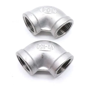 2Pz Gomito 304 Acciaio Inox 90 Gradi 1/2" NPT Femmina x 1/2" NPT Femmina Th... - Foto 1 di 9
