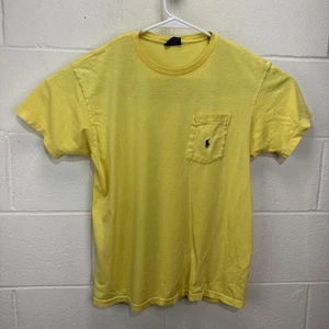 Vintage Polo Ralph Lauren Yellow Pocket T-Shirt Single-Stitch Made in USA Small - Picture 1 of 17