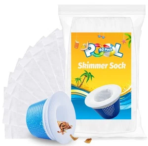 Pool Skimmer Socks, 40 Pack Pool Skimmer Fliter Socks Swimming Pool Skimmer B... - Picture 1 of 3