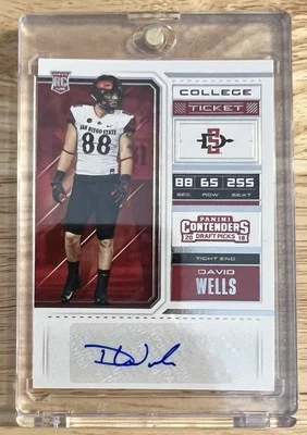David Wells Autographed 2018 Contenders Draft Picks Rookie Card  - Image 1 of 2