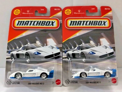2025 Matchbox 2004 Maserati MC12 86/125 White Blue D5 Lot Set Of 2 NEW! - Image 1 of 4