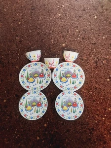 50's Vintage Ohio Art Metal Tin Child Tea Set Litho Swiss Alpine Playset 7 Piece - Picture 1 of 9
