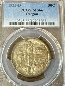 1933 PCGS MS66 Oregon Trail 50c Toned - Picture 1 of 9