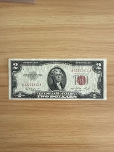 1953   $2  Dollar Bill Red Seal Note - Picture 1 of 4