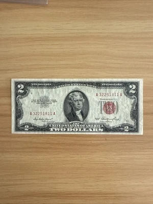1953   $2  Dollar Bill Red Seal Note - Image 1 of 4