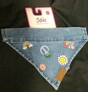 Bandana cane Justice Pet Denim Boho Hippy Kitchy nuova con etichette XS/S - Foto 1 di 6
