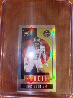 2023 Panini LEGACY Christian Gonzalez ROOKIE MINI Silver RC No. 190 NE Patriots  - Image 1 of 4