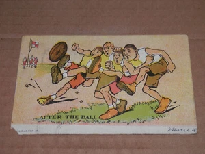 DESPUÉS DEL BALÓN - FÚTBOL AMERICANO - POSTAL HUMORÍSTICA USADA 1907 - A DUMBAULD - Imagen 1 de 2