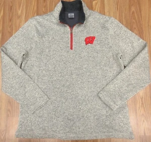 WISCONSIN BADGERS 1/4 CREMALLERA POLIÉSTER SUÉTER GRIS TÉRMICO GRANDE, L - Imagen 1 de 4