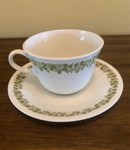 Corelle Corningware Spring Blossom Crazy Daisy White Green Cup & Saucer Set of 4 - Picture 1 of 11