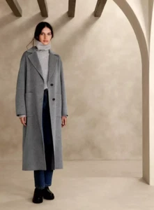 Banana Republic SP S PETITE Amina Oversized Topcoat, Grey LongDouble-Faced Wool - Picture 1 of 4
