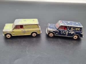 2 x CORGI AUSTIN MINI Van - Police - Original Vintage - See Pictures 