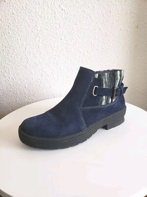 Earth Origin Tate Mujer Azul Marino Gamuza Cremallera Botines Fieltro Inserto Talla 7 M  Foto 1 de 4