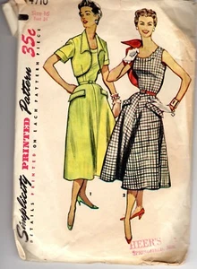Simplicity pattern 4710 misses sleeveless dress with bolero jacket 1950s vintage - Picture 1 of 2