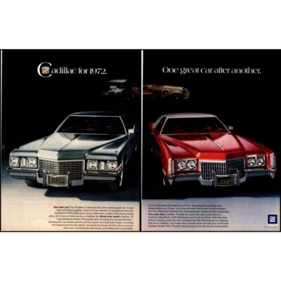 Cadillac El Dorado 1974 cupé y sedán deVille anuncio impreso vintage de 2 páginas arte de pared Foto 1 de 3