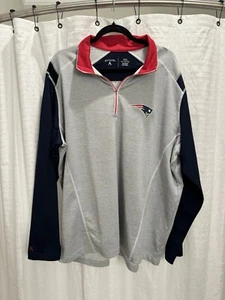 Antigua EUC XXL Patriots 1/4 Quarter Zip Light Sweatshirt Top Grey NFL Logo - Picture 1 of 3