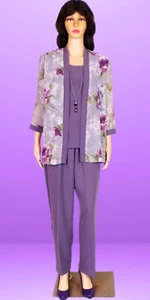 R & M RICHARDS size 12 multicolor floral 2-piece pant suit 100% polyester - Picture 1 of 11