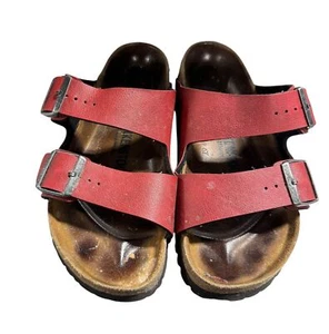 Birkenstock Damen Rot Arizona Sandalen Größe 38 EU / 7 US Leder Korkfußbett - Bild 1 von 8