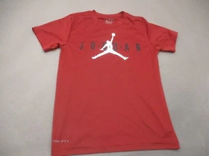 Air Jordan Size L (12-13) Boys Red Crew Neck Short Sleeve Athletic T-Shirt 952 - Picture 1 of 6