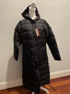 NWT 2-in-1 Women’s Express Black Convertible Long Down Puffer Coat Medium - Picture 1 of 13