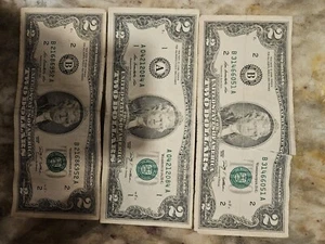 (3) Series 2009 2 Dollar Bills - Picture 1 of 2