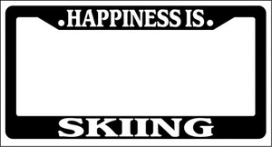 Black License Plate Frame Happiness Is... Skiing Auto Accessory Novelty - Picture 1 of 1
