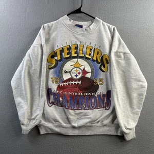 Vintage Pittsburgh Steelers Sweatshirt Mens Large NFL Football Champions 90s - Picture 1 of 16