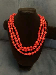 3 Strand Coral Necklace 925 clasp - Picture 1 of 6