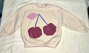 Zara Sweater Girls 5 Years 110 Pink Cherry Crewneck Pullover Kids Textured Cute - Picture 1 of 7
