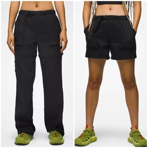 Prana Stretch Zion Convertible Pant Damen M schwarz Gummibund Zip-Off Beine - Bild 1 von 12