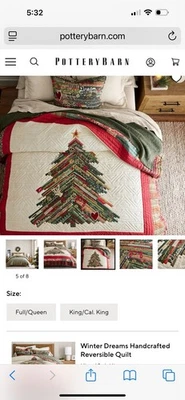 Brand New Pottery Barn Winter Dreams King Quilt With Love Lumber Pillow Sham - Image 1 of 4