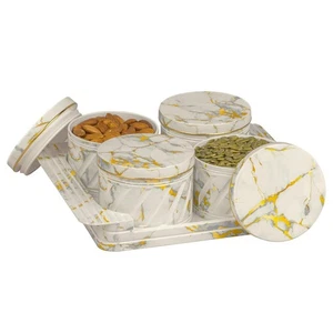 Set of 4 Airtight Dry Fruit Classic Container Tray White Capacity 430ml Each - Picture 1 of 6