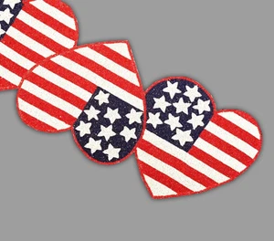 4th July Beads Table Runner Hearts Table Runner  Independence Tableware 13X36In - Picture 1 of 9