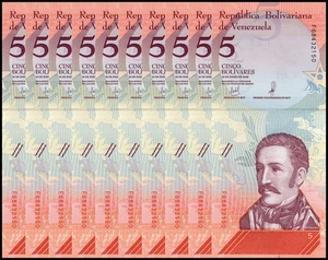 Venezuela 5 Bolívares Soberano, 2018, P-102a, UNC X 10 PIEZAS - Imagen 1 de 3