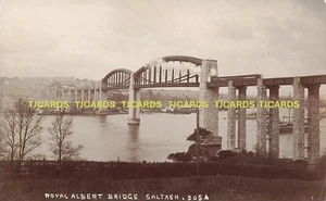 Early SALTASH Royal Albert Railway Bridge Cornwall photo postcard - Picture 1 of 2