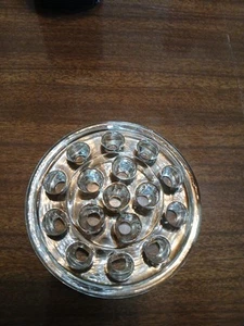 Vintage Antique Solid Glass Domed Flower Frog Arrangers 16 Holes - Picture 1 of 5