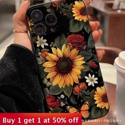 Funda de teléfono para iPhone 17 Air 17 Pro Max 16 15 14 13 12 11 XR XS rosa girasol Foto 1 de 4