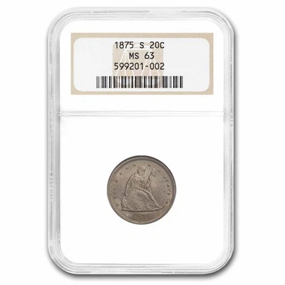 1875-S Twenty Cent Piece MS-63 NGC - Image 1 of 3