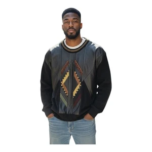 Suéter Tejido Cuero Sajonia De Colección Años 90 Estilo HipHop Coogi Multicolor Texturizado Talla L - Imagen 1 de 6