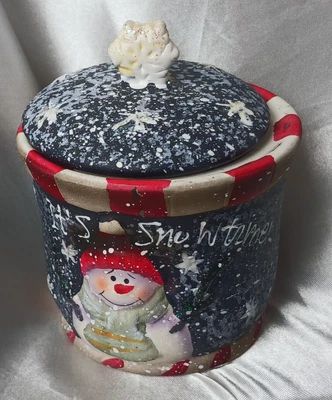 Vela cerámica muñeco de nieve IT'S SNOW TIME 3"" CON TAPA Foto 1 de 4